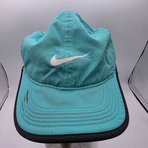 Nike Featherlight Dri Fit Adjustable Blue Black Running Hat Lightweight Hat Cap